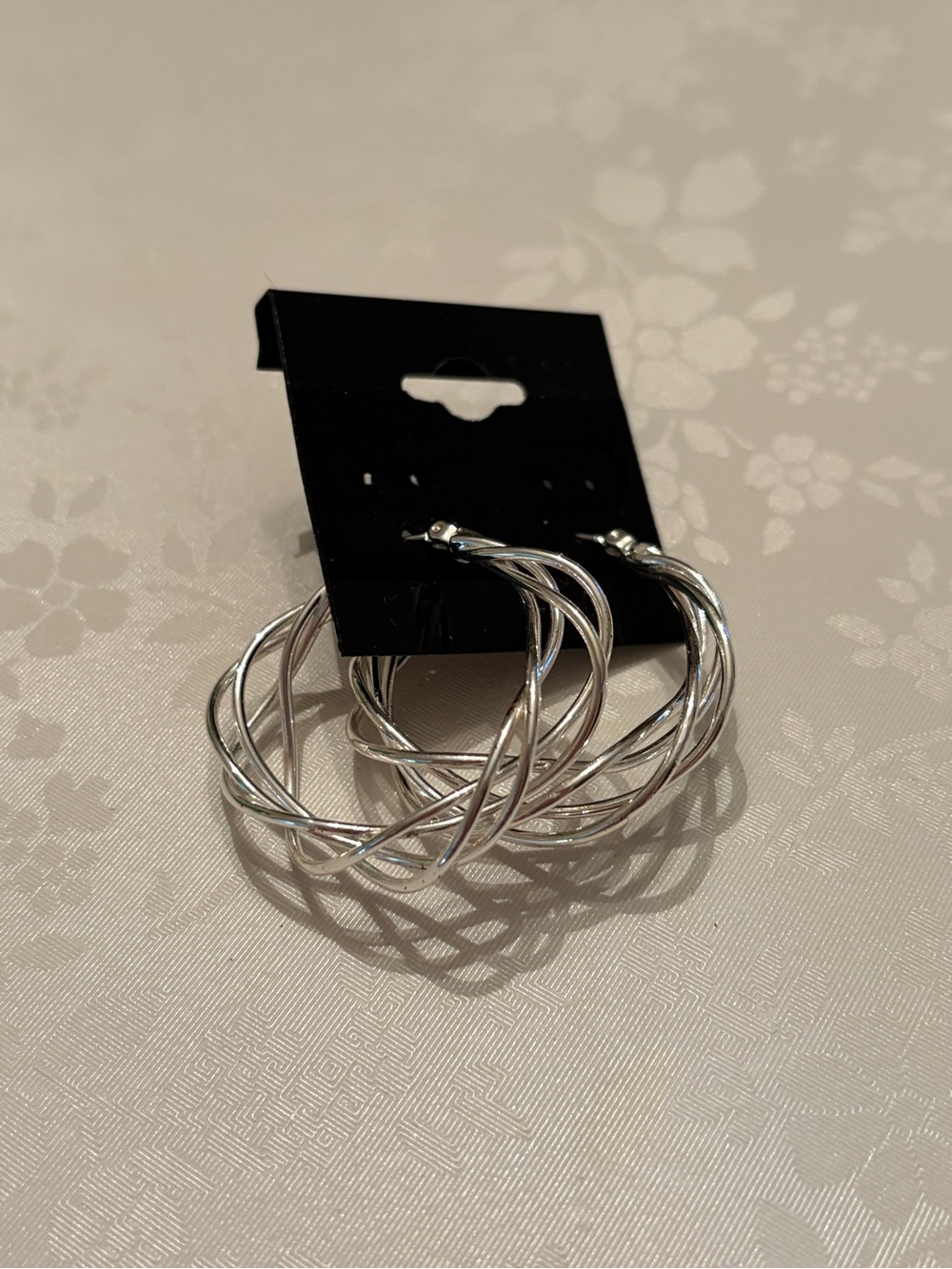 Open Weave Silver Hoop Earrings